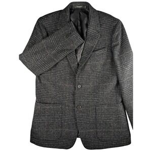 Banana Republic‎ Tailored Fit Blazer Men's 44 Long Gray Plaid Wool Blend Coat